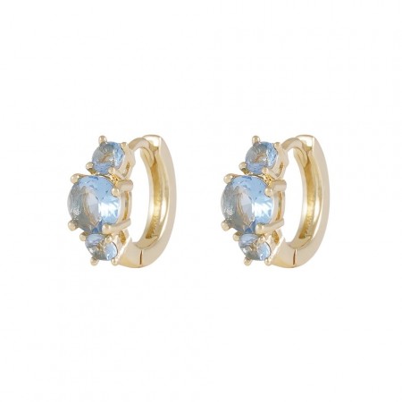 SNÖ OF SWEDEN - Jen Stone Ring Earrings Gold/Light Blue