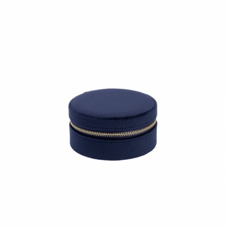 DARK Velvet Jewellery Box Round Navy Blue
