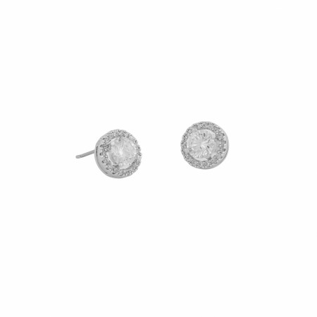 SNÖ OF SWEDEN - Lou Round Stone Earrings Silver/Clear 
