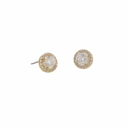 SNÖ OF SWEDEN - Lou Round Stone Earrings Gold/Clear